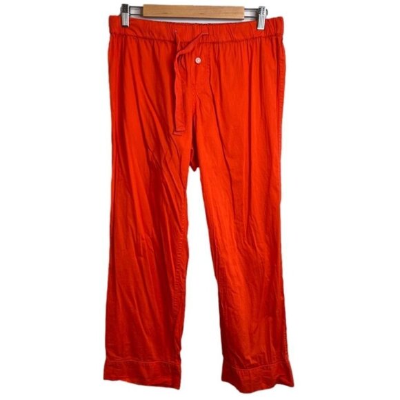 J Crew Womens Size Small Cotton Pyjama Pants Cropped Bright Orange Drawstring - Picture 1 of 9